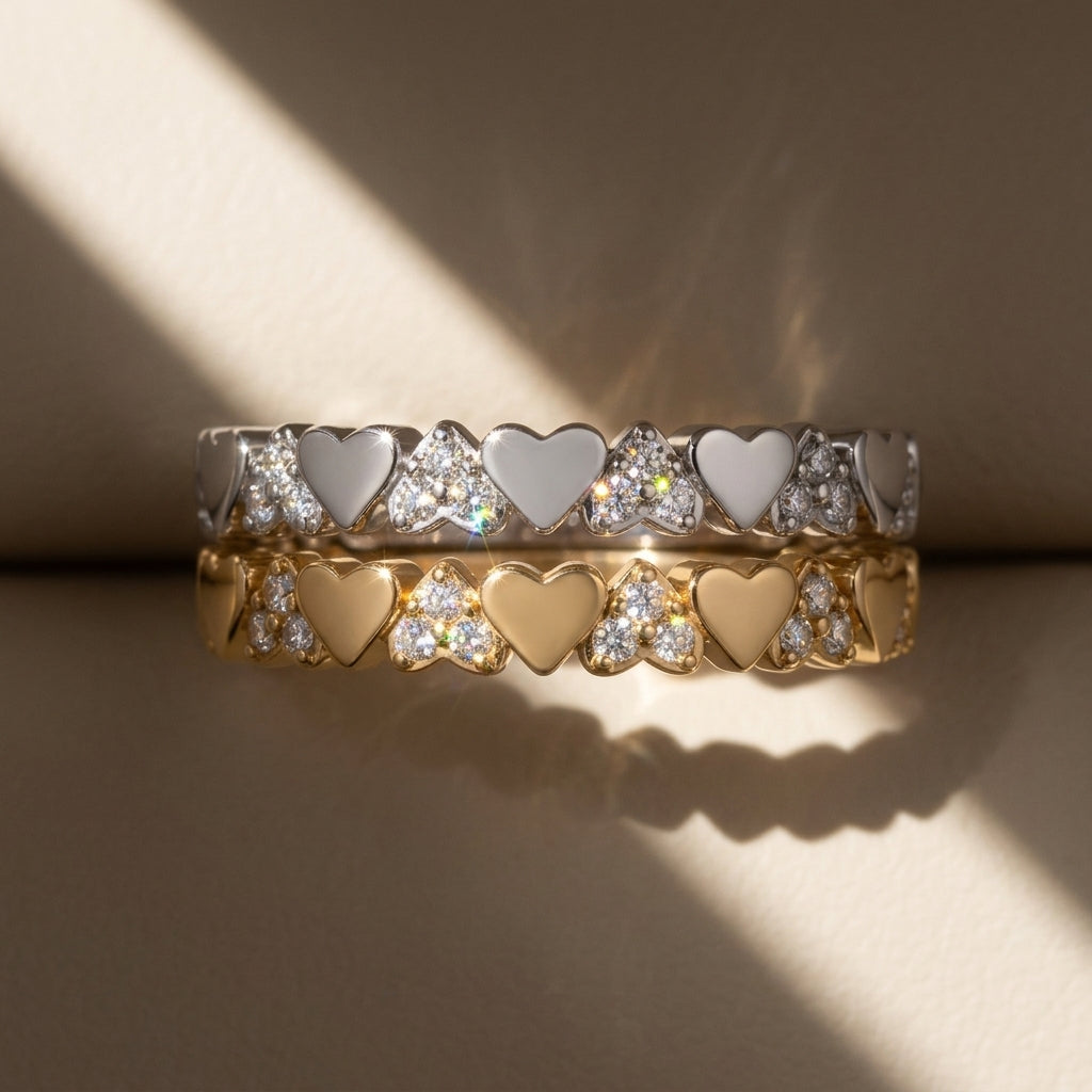 Alternating Sweet Heart Diamond Ring