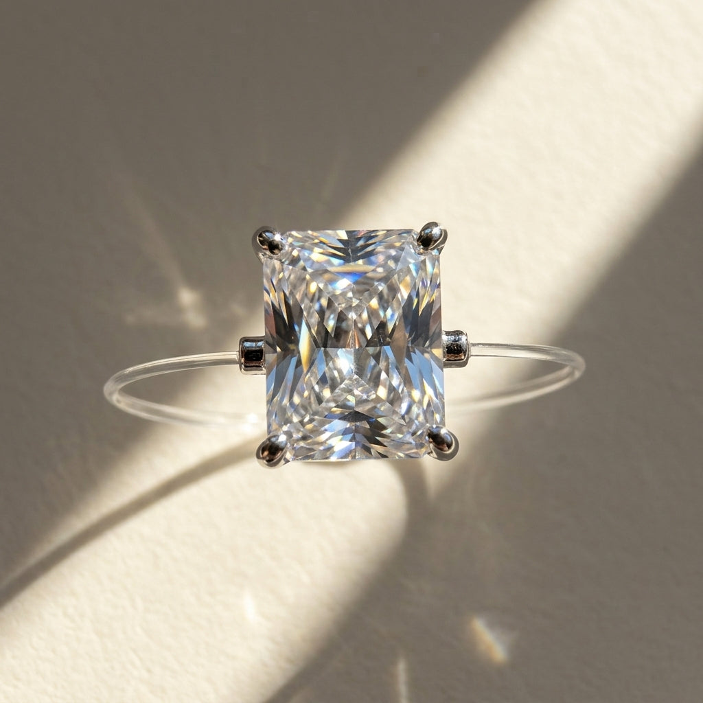 Elegant Floating Radiant Cut Ring