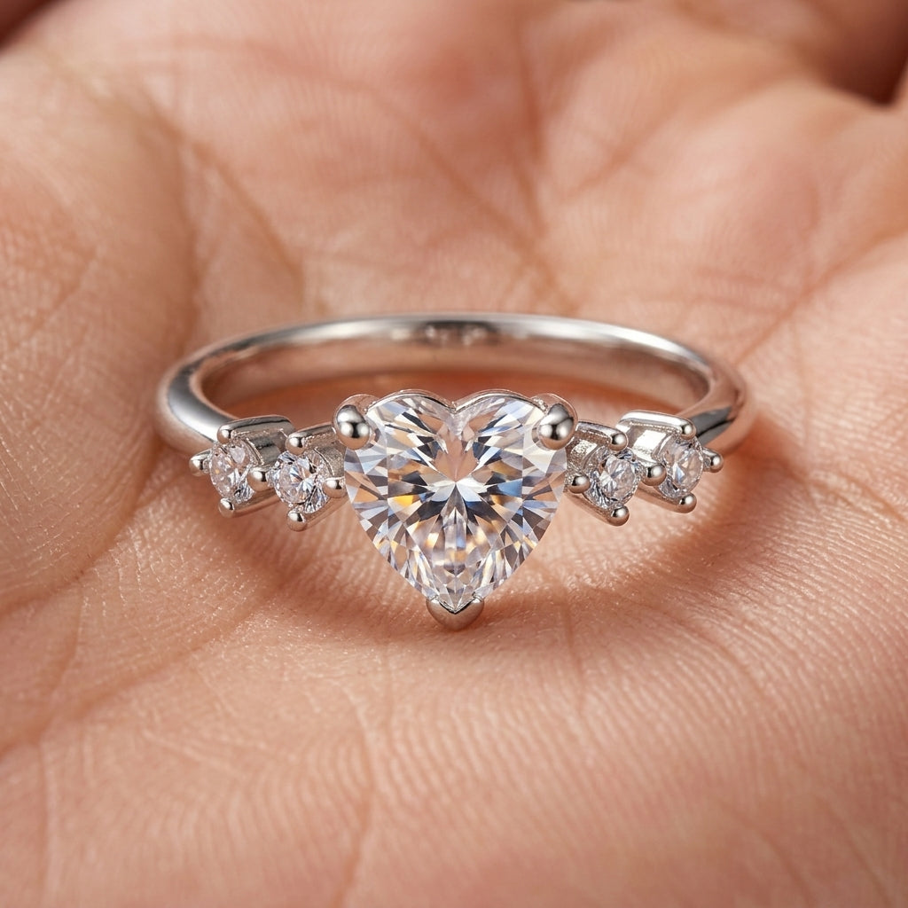 Heart Cut Minimal Dainty Accent Ring
