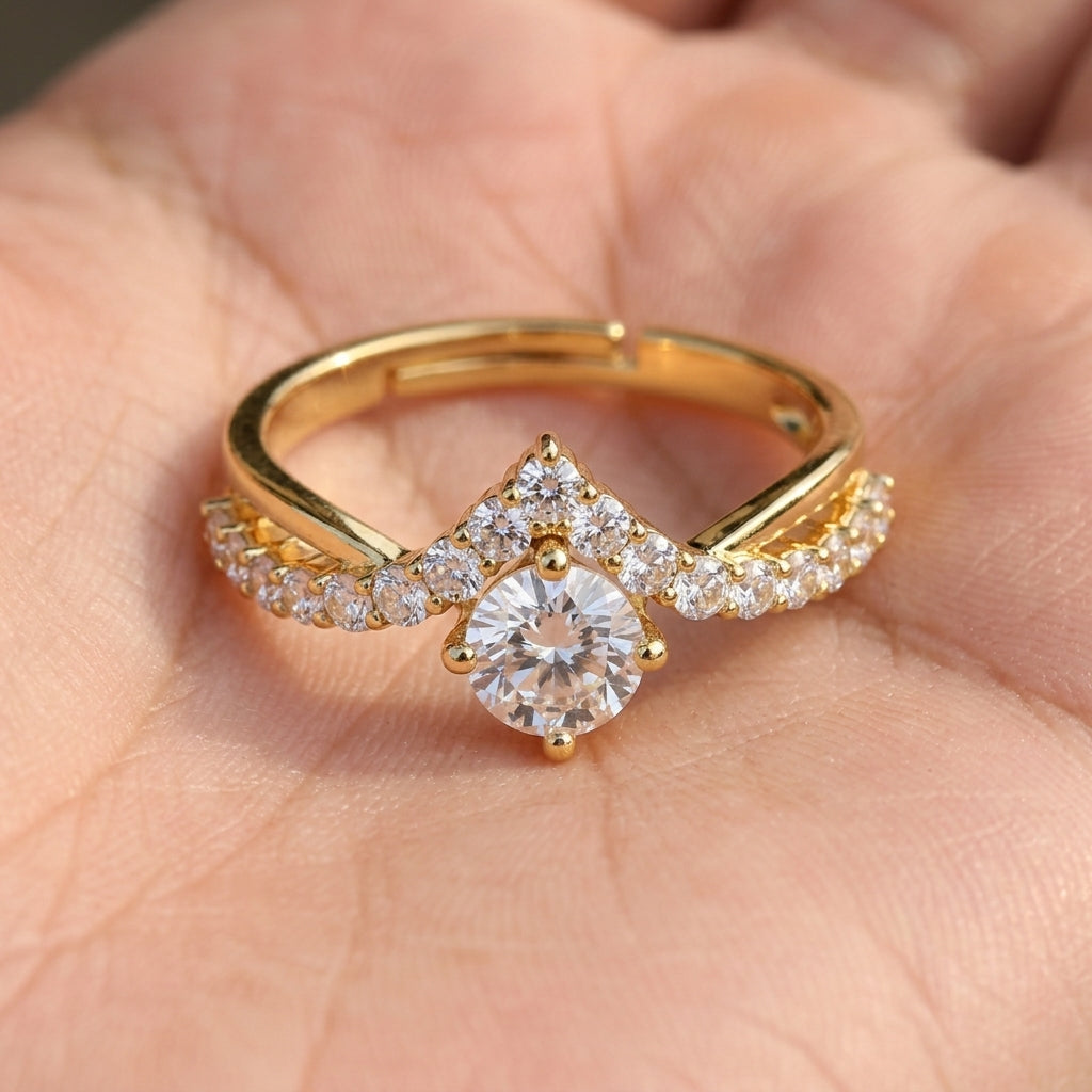 Adjustable Split Shank Pave Chevron Ring