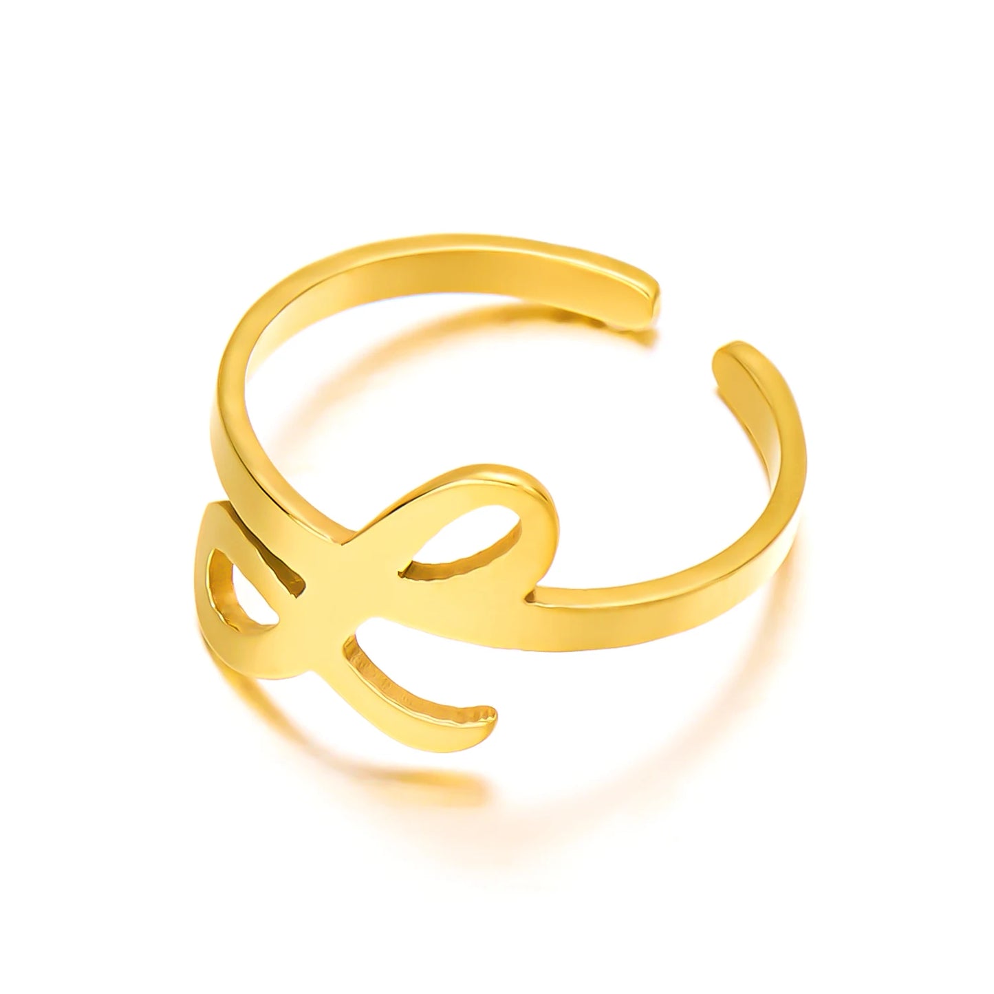 Adjustable Italic Cursive Letter Initial Ring