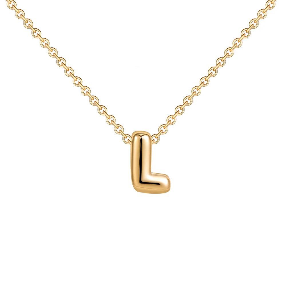 Dainty Bubble Letter Initial Necklace