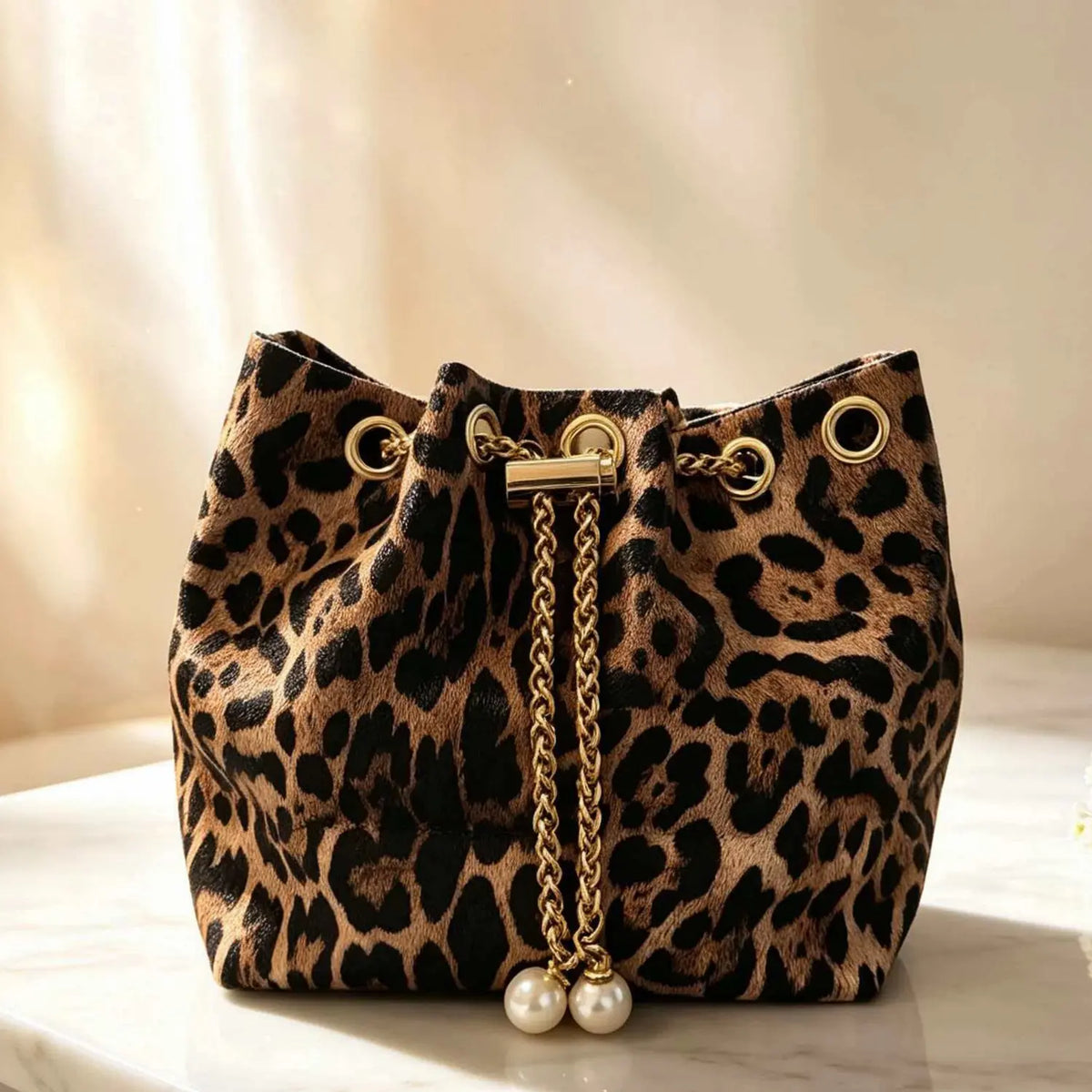Boho Woven Drawstring Bucket Bag