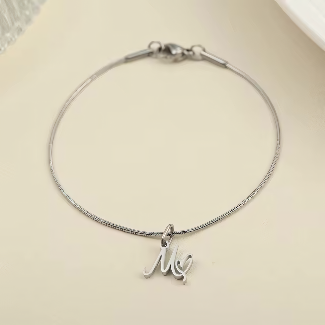 Dainty Cursive Heart Letter Initial Chain Bracelet - Veinci