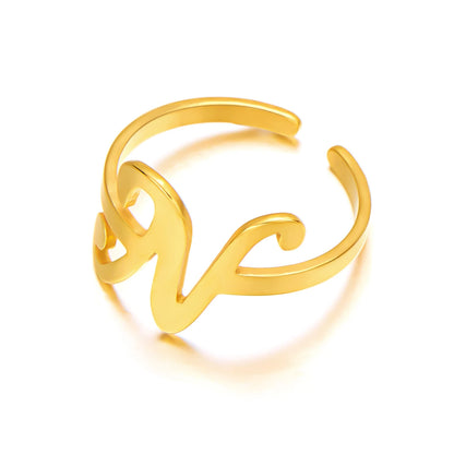 Adjustable Italic Cursive Letter Initial Ring