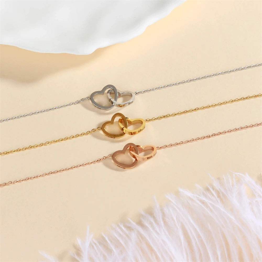 Eternal Love Box Dual Hearts Engraved Necklace