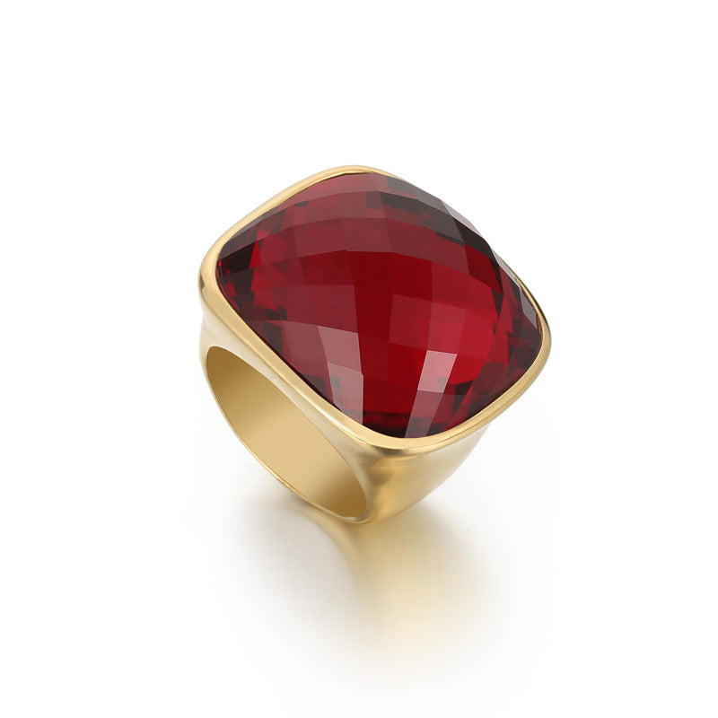 Boho Crystal Square Ring