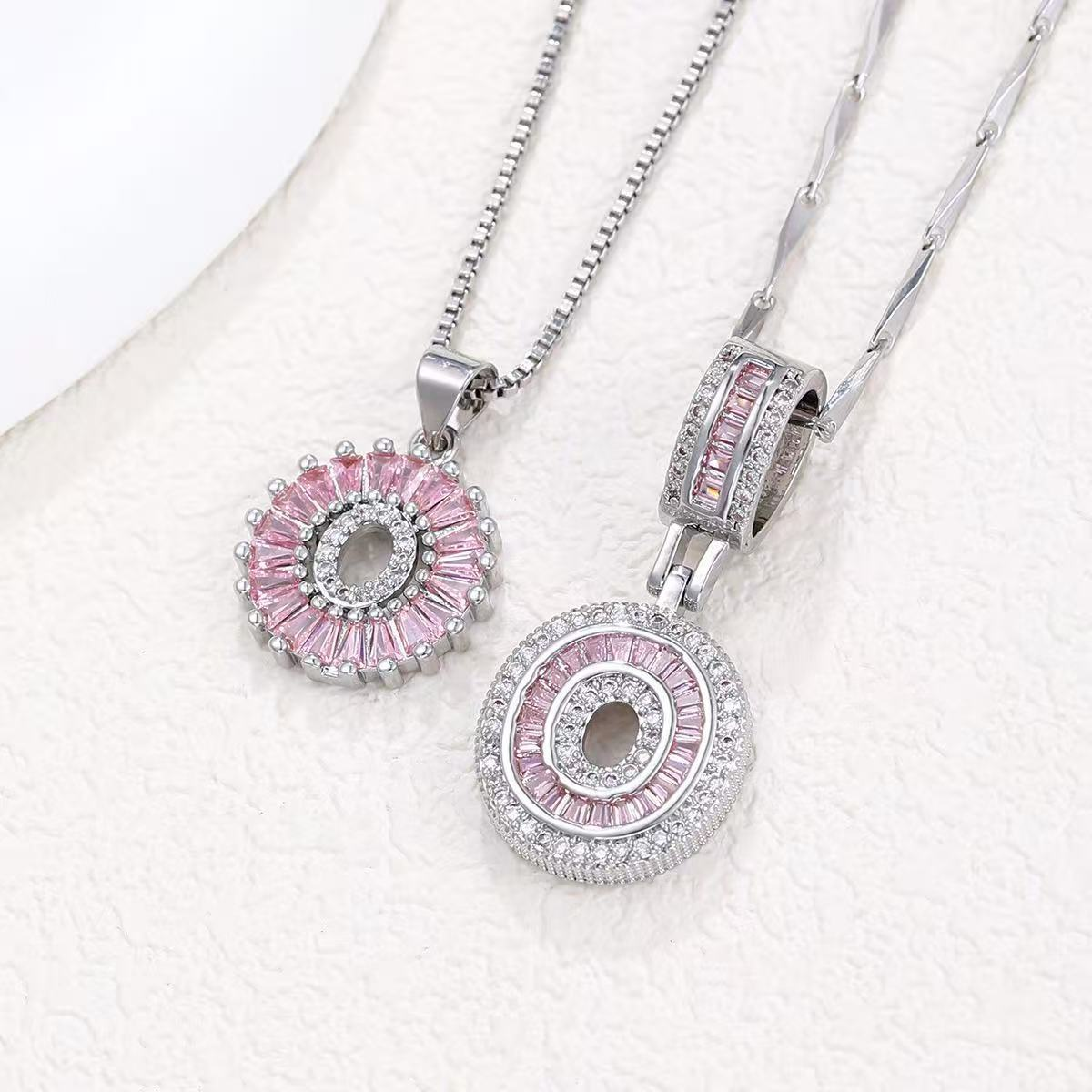 2pc 14k Diamond Letter Initial Necklaces (Limited Pink Edition)