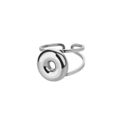 Adjustable Open Band Bubble Letter Initial Ring - Veinci