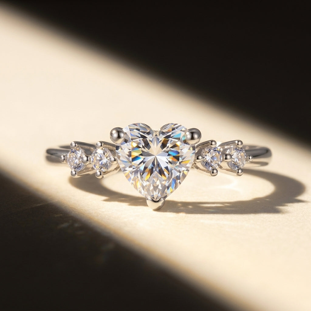 Heart Cut Minimal Dainty Accent Ring