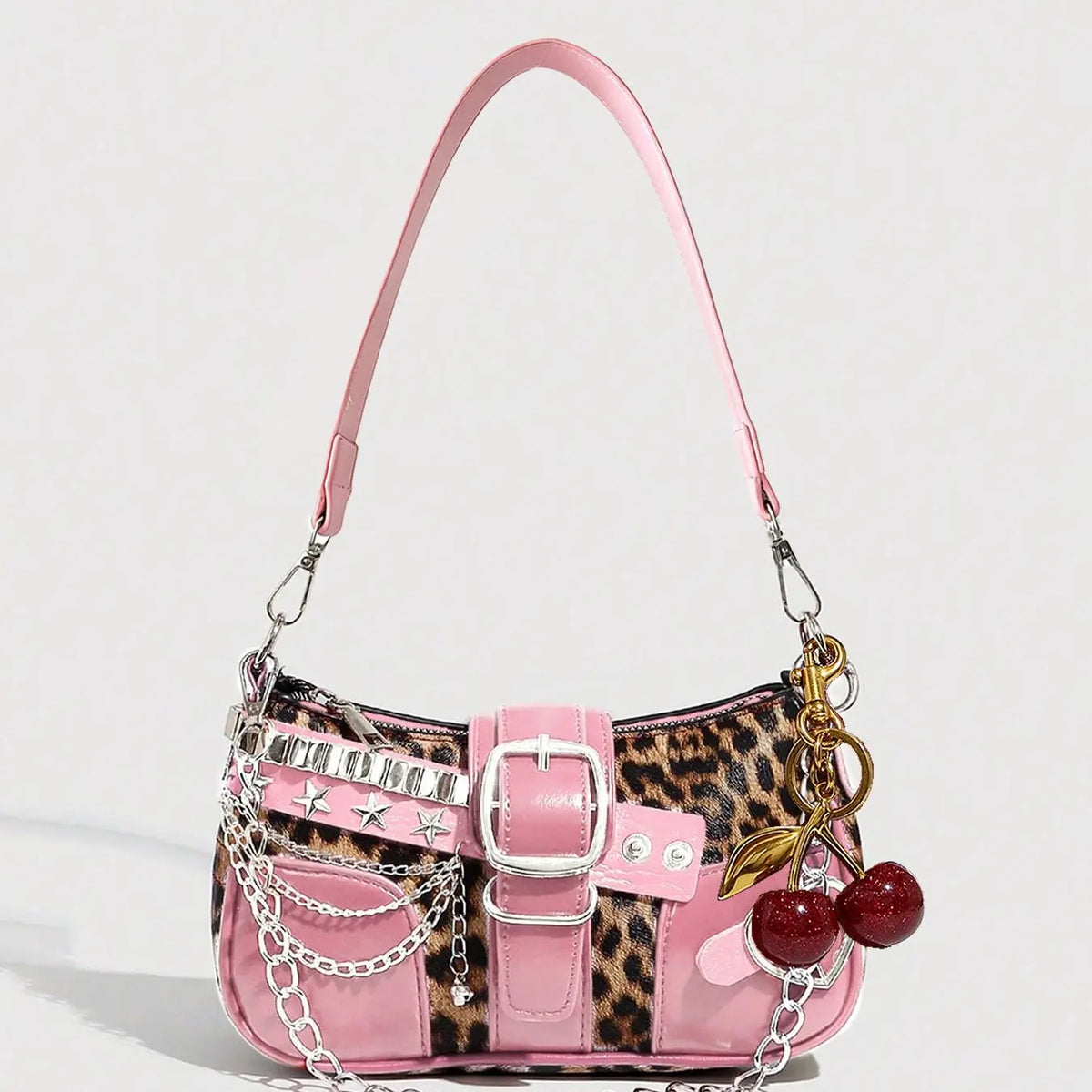 Y2K Animal Print Chain Shoulder Bag