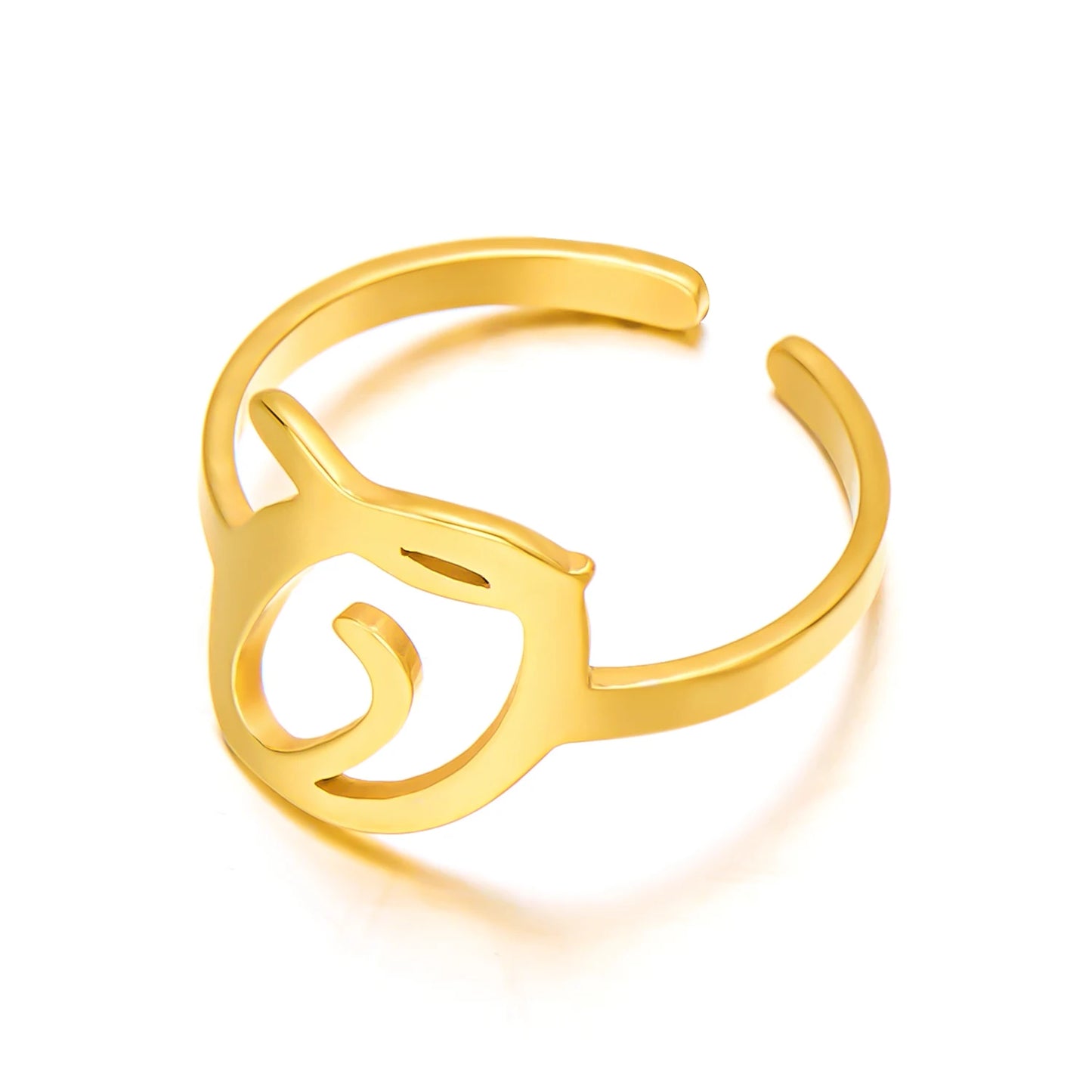 Adjustable Italic Cursive Letter Initial Ring