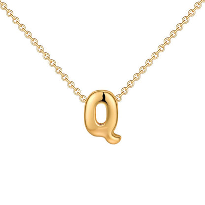 Dainty Bubble Letter Initial Necklace