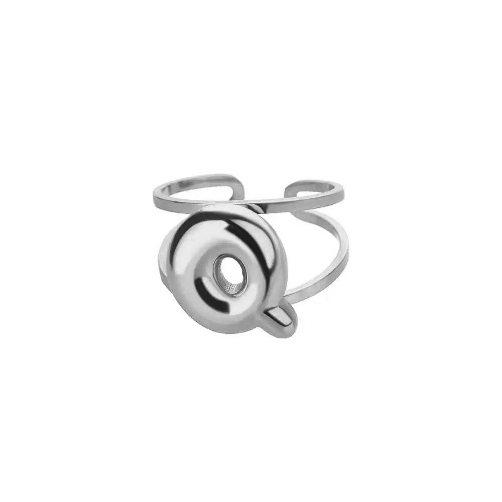 Adjustable Open Band Bubble Letter Initial Ring - Veinci