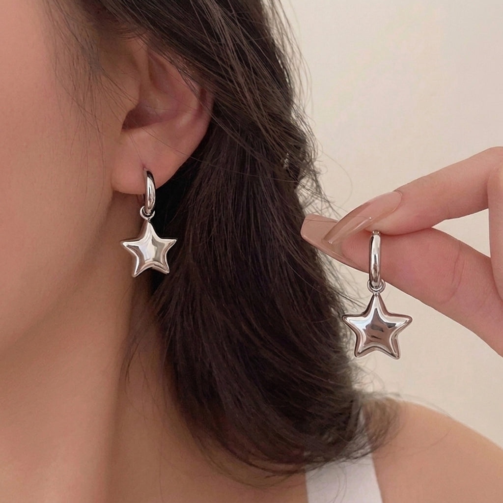 Bubble Star Huggie Hoop Earrings