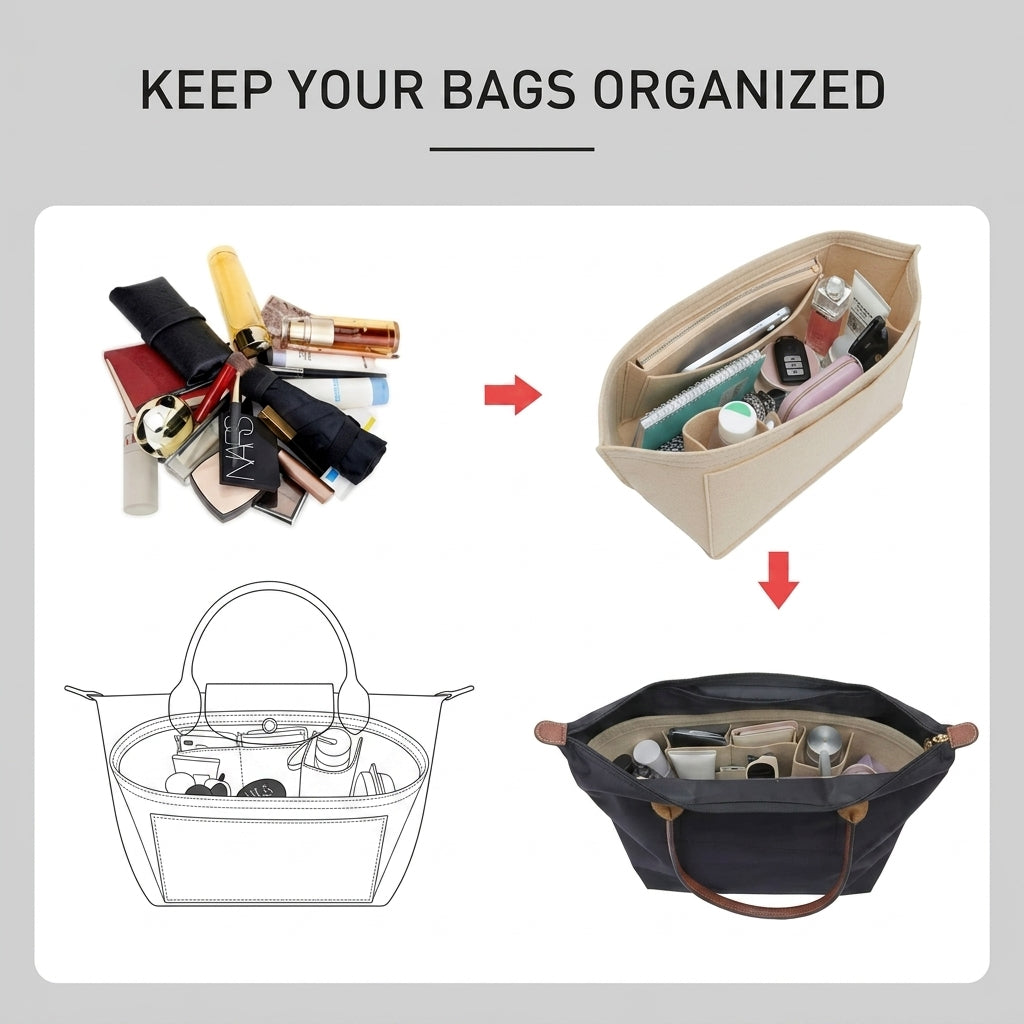 Inner Felt Bag Organizer for Hand Bags