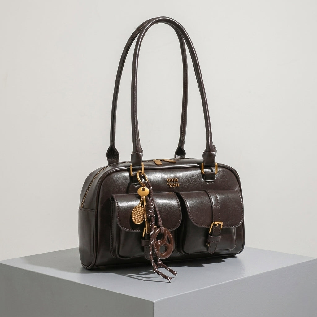 Double Front Pocket Shoulder Bag
