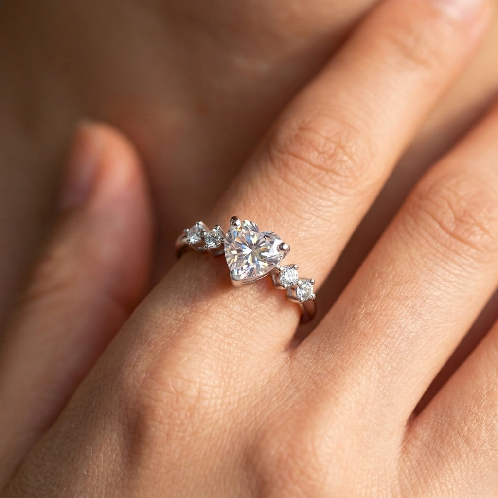 Heart Cut Minimal Dainty Accent Ring