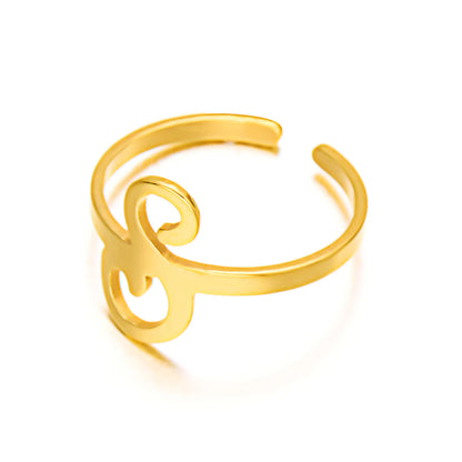 Adjustable Italic Cursive Letter Initial Ring