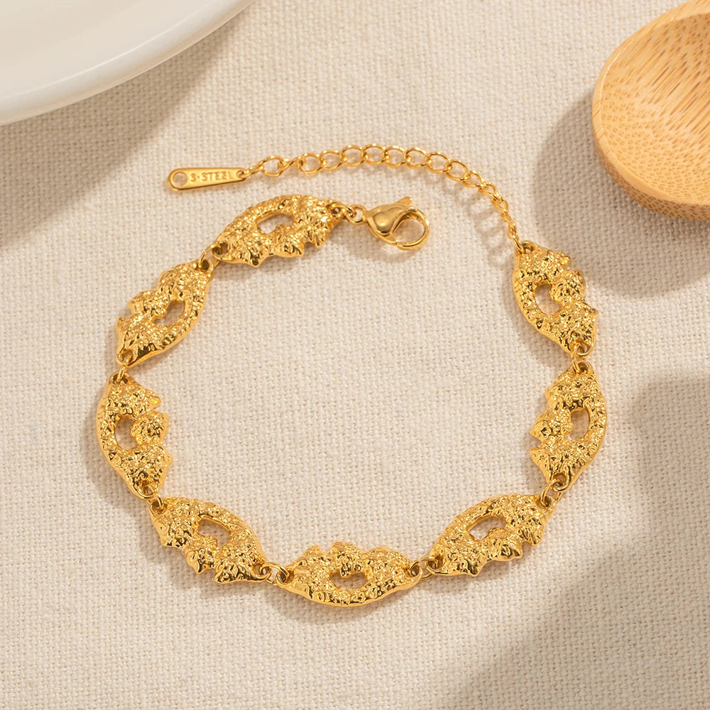 18k Melted Speckled Gold Bracelet