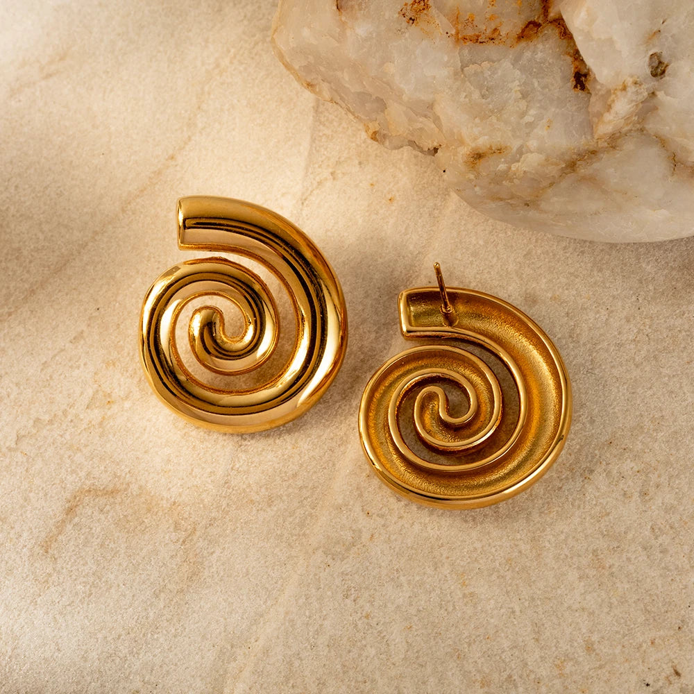 18k Polished Spiral Earrings