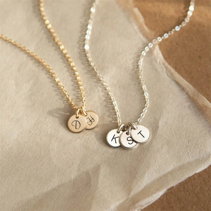 Dainty Personalized Disc Initial Necklace