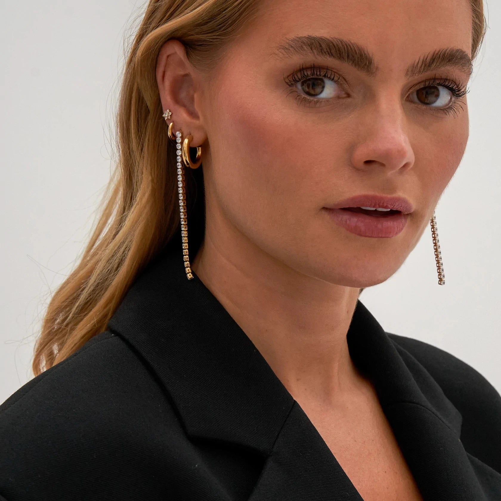 18k Dainty Diamond Tassel Earrings