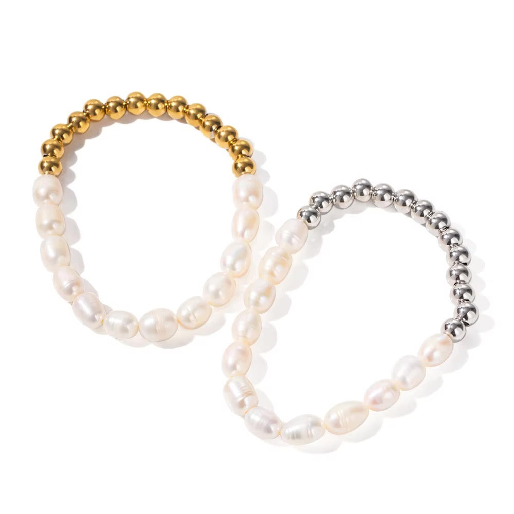 18k Beaded Pearl Split Bracelet