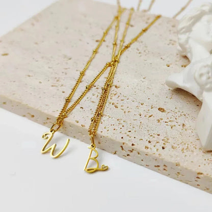 Dainty Satellite Chain Heart Letter Initial Necklace