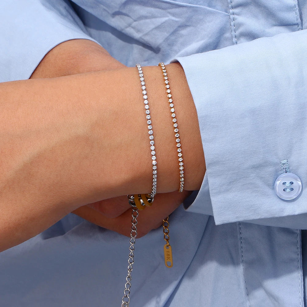 2mm Dainty Tennis Chain Bracelet and Necklace