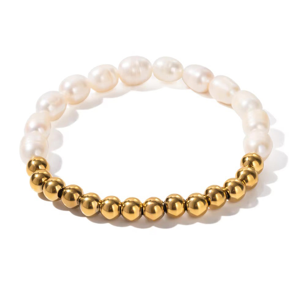 18k Beaded Pearl Split Bracelet