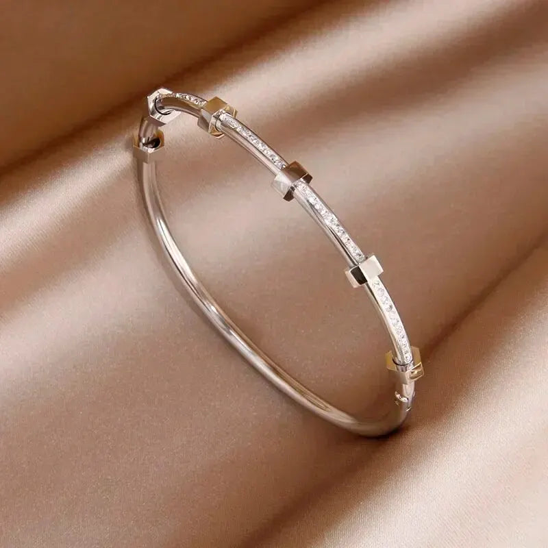 Classy Diamond Hex Bangle Bracelet