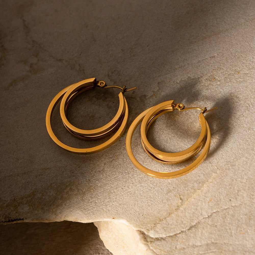 18k Triple Layer Hoop Earrings