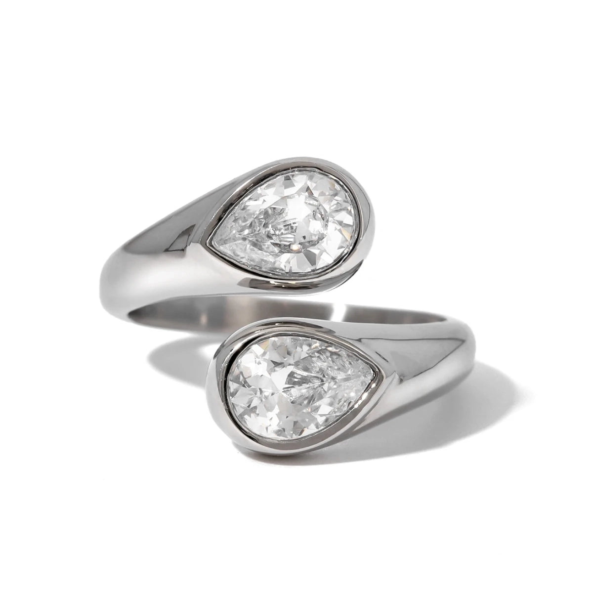 Teardrop Diamond Accented Wrap Ring