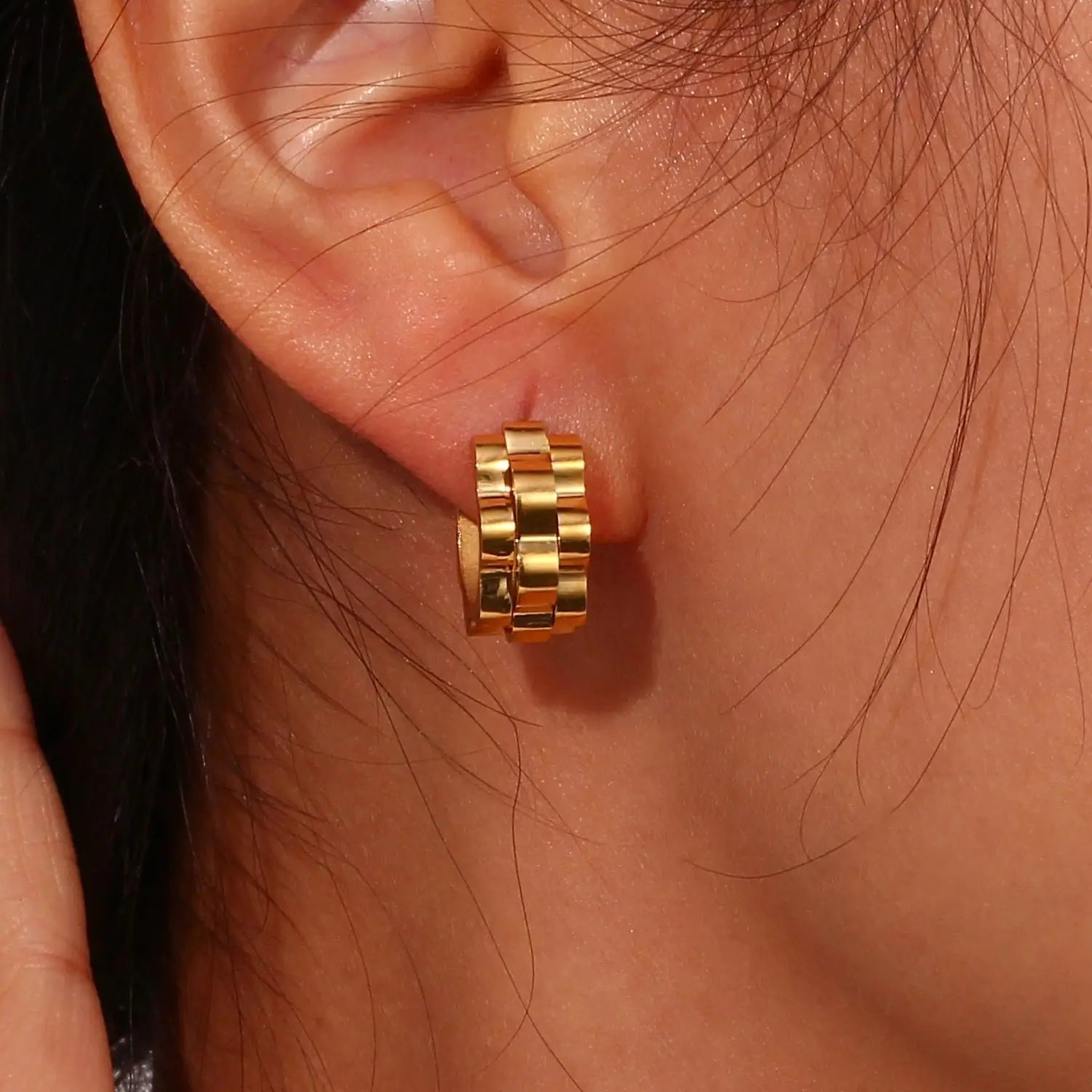 Textured Watch Hoop Earrings