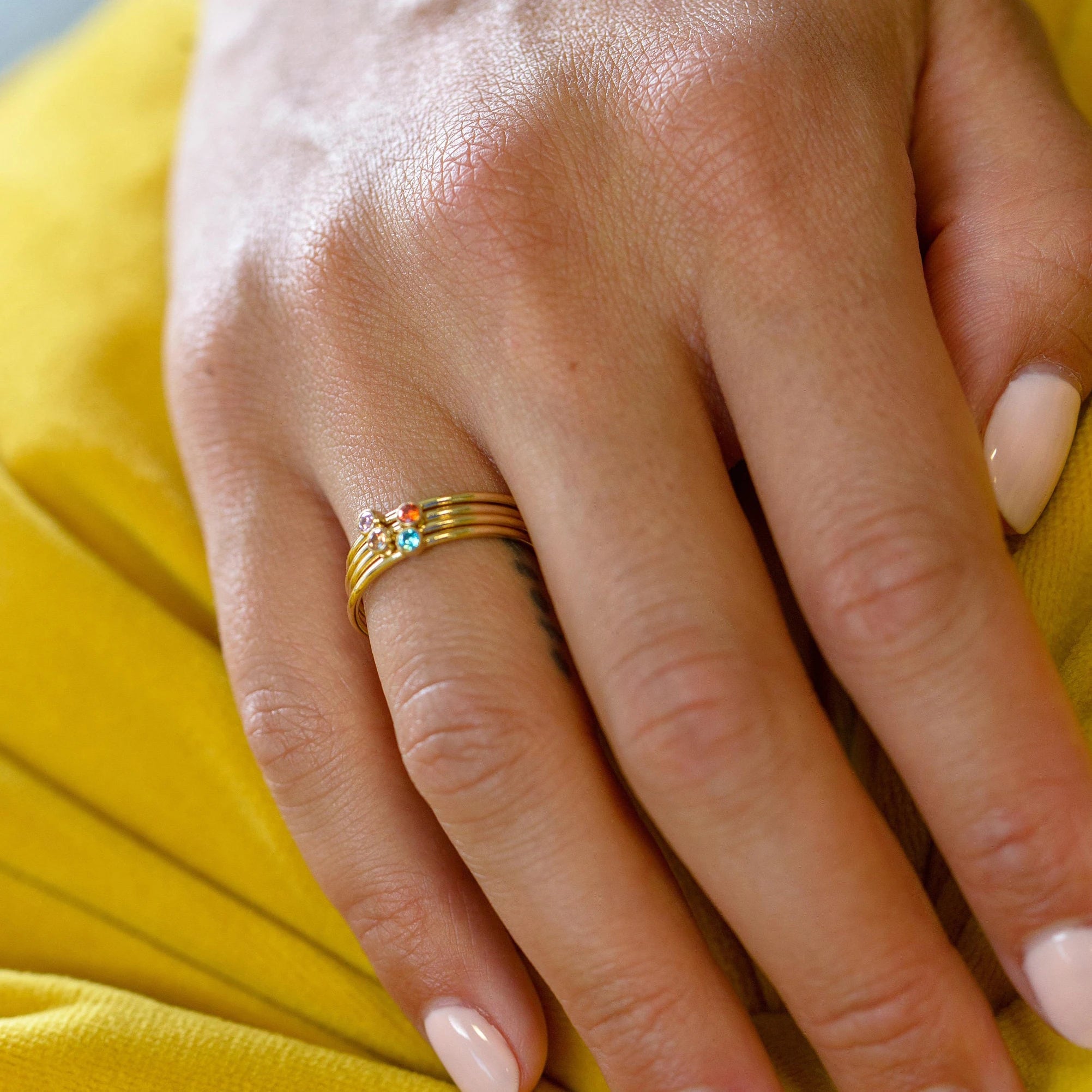 Personalized Name & Birthstone Stack Rings