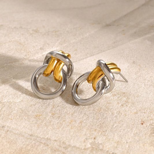 Two Tone Ring Knot Earrings