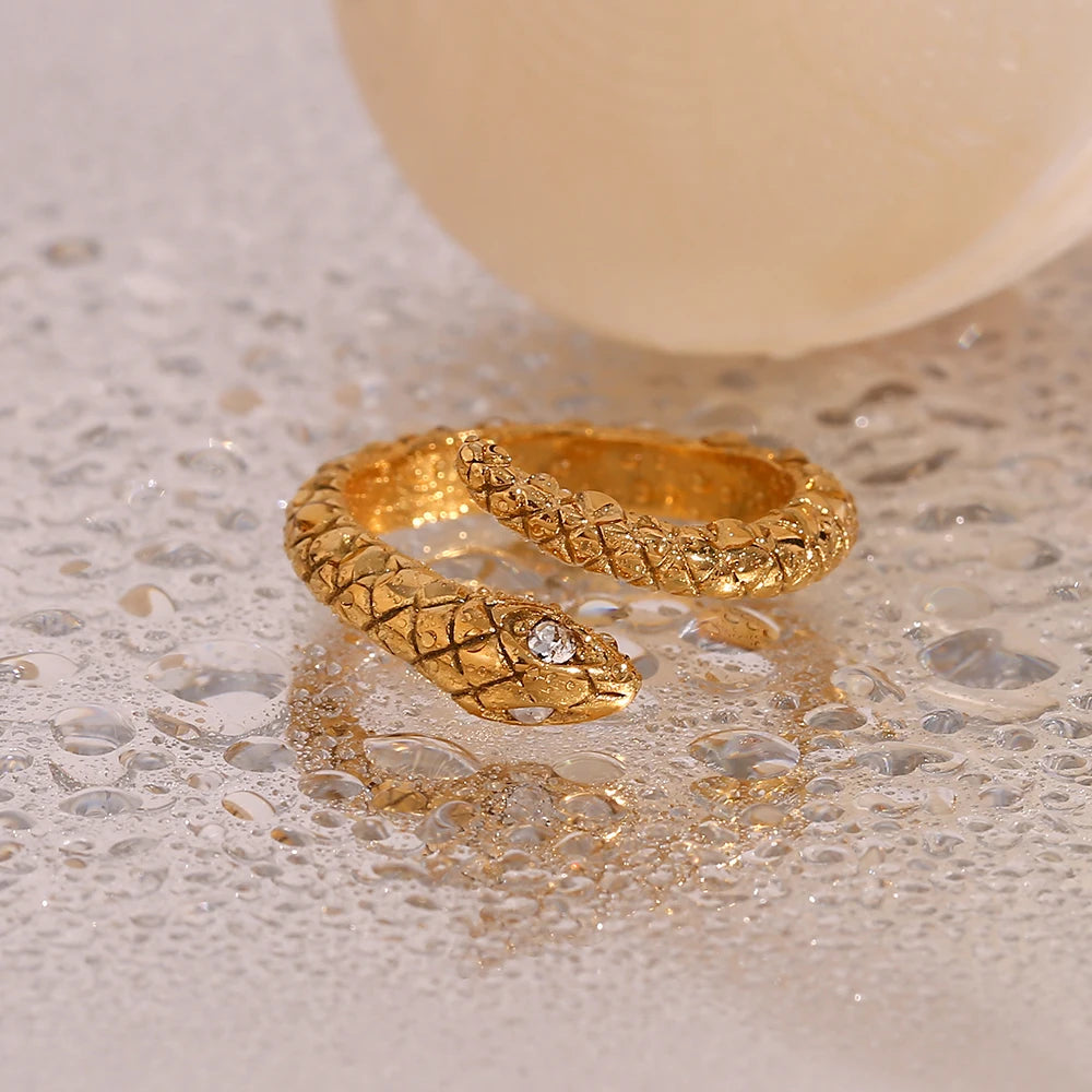 Diamond Eye Snake Wrap Around Ring