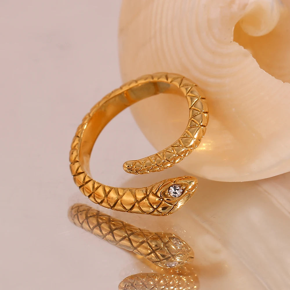 Diamond Eye Snake Wrap Around Ring