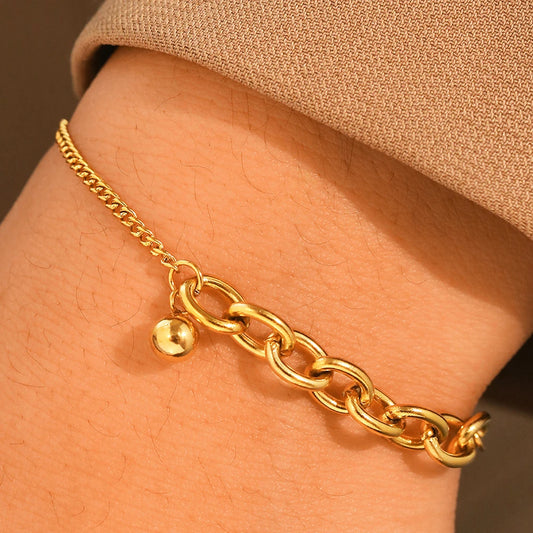 Dainty Curb & Bold Paperclip Chain Bracelet