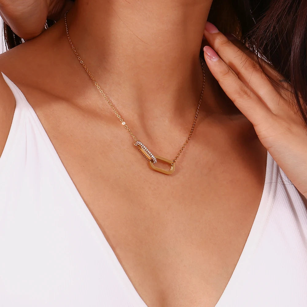 Classy Paper Clip Link Love Necklace