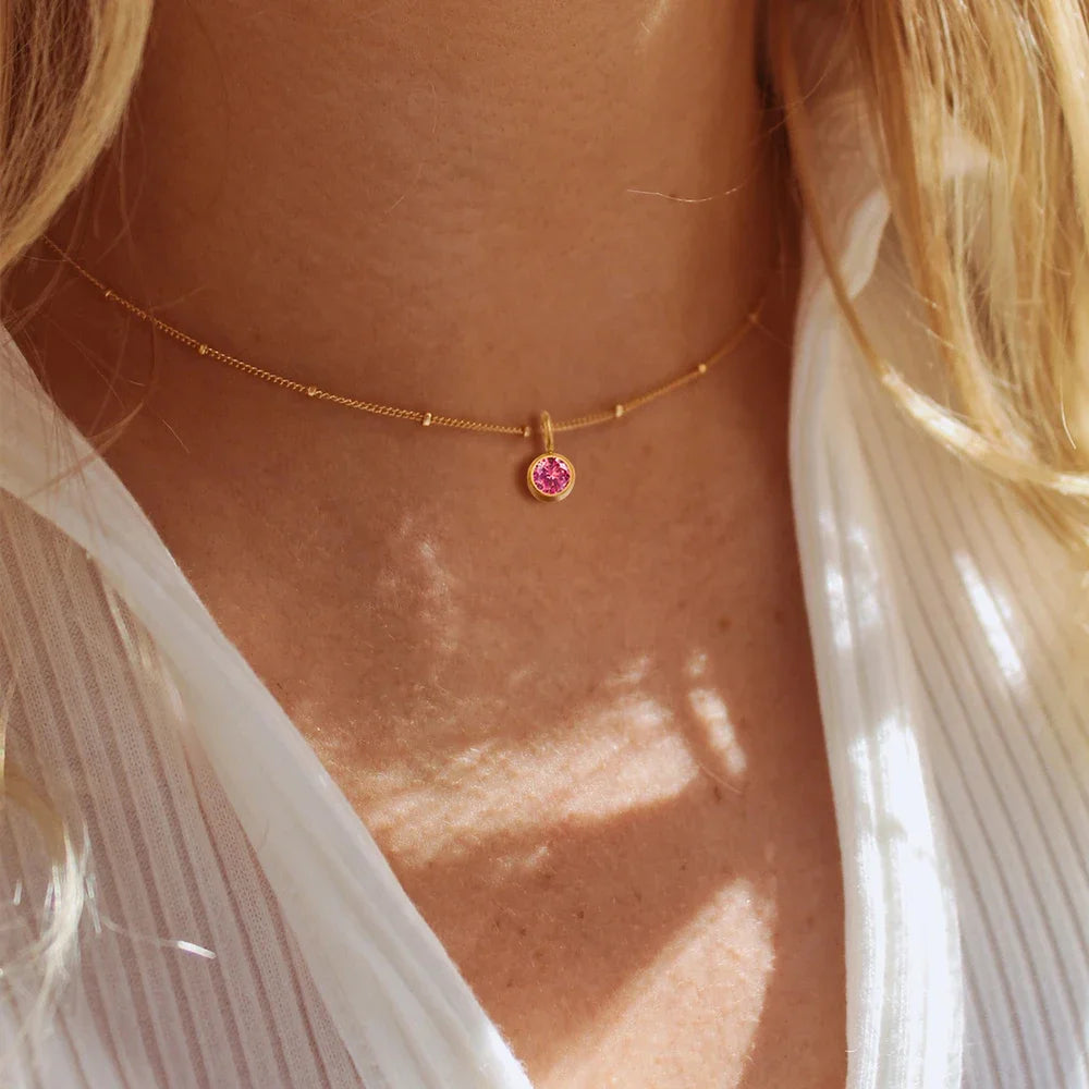 Dainty Birthstone Satellite Choker Necklace