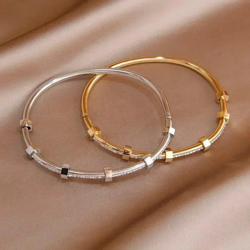 Classy Diamond Hex Bangle Bracelet