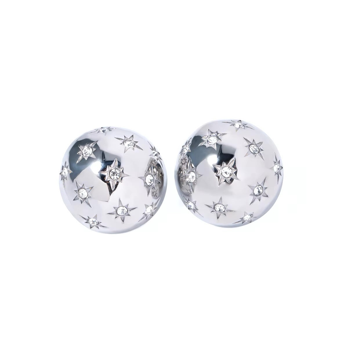 Dainty Diamond Half Ball Earrings