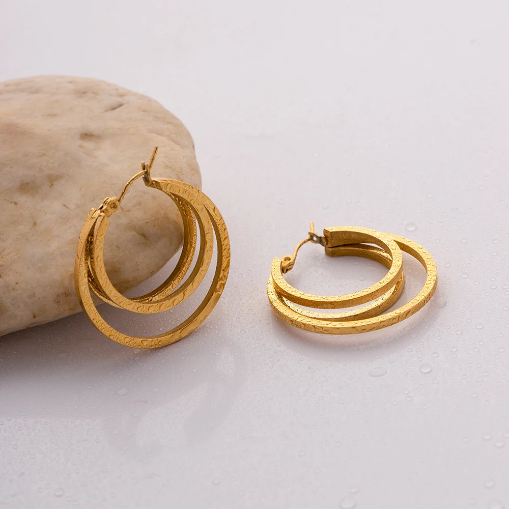 18k Triple Layer Hoop Earrings