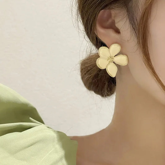 Matte Golden Flower Earrings