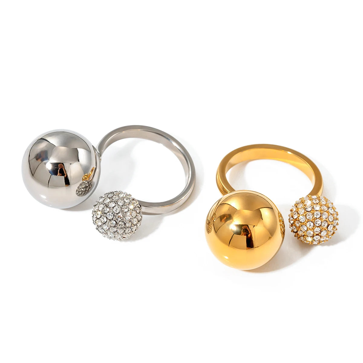 Asymmetric Diamond Accented Sphere Ring