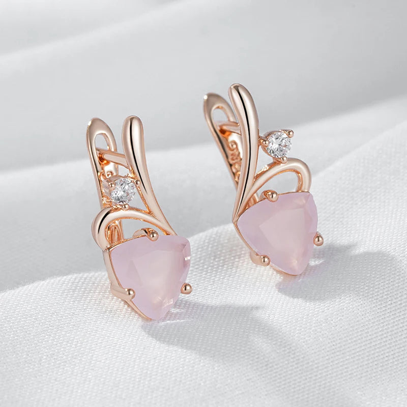 Curved Pastel Pink Diamond Earrings