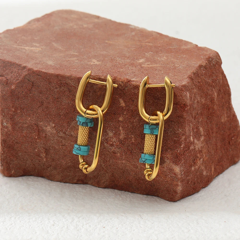 18k Bohemian Lapis Accented Gold Earrings