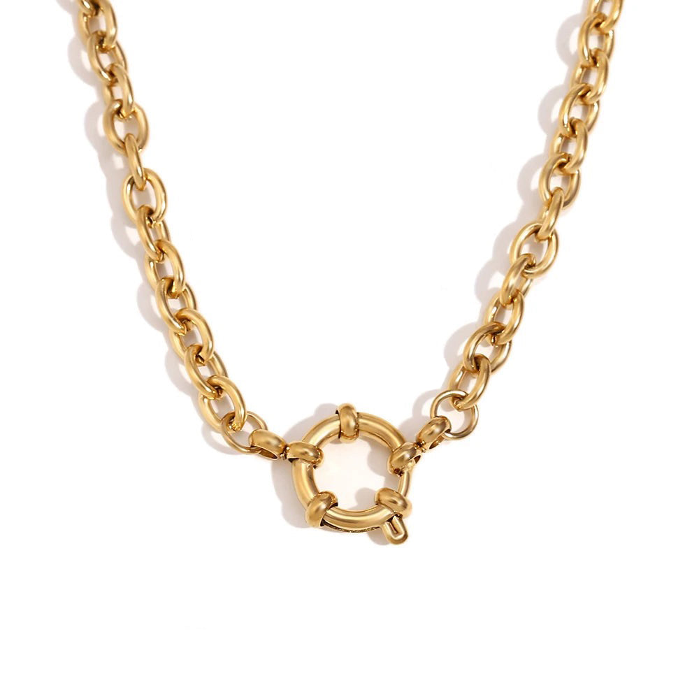 18k Anchor Wheel Clasp Chain Necklaces